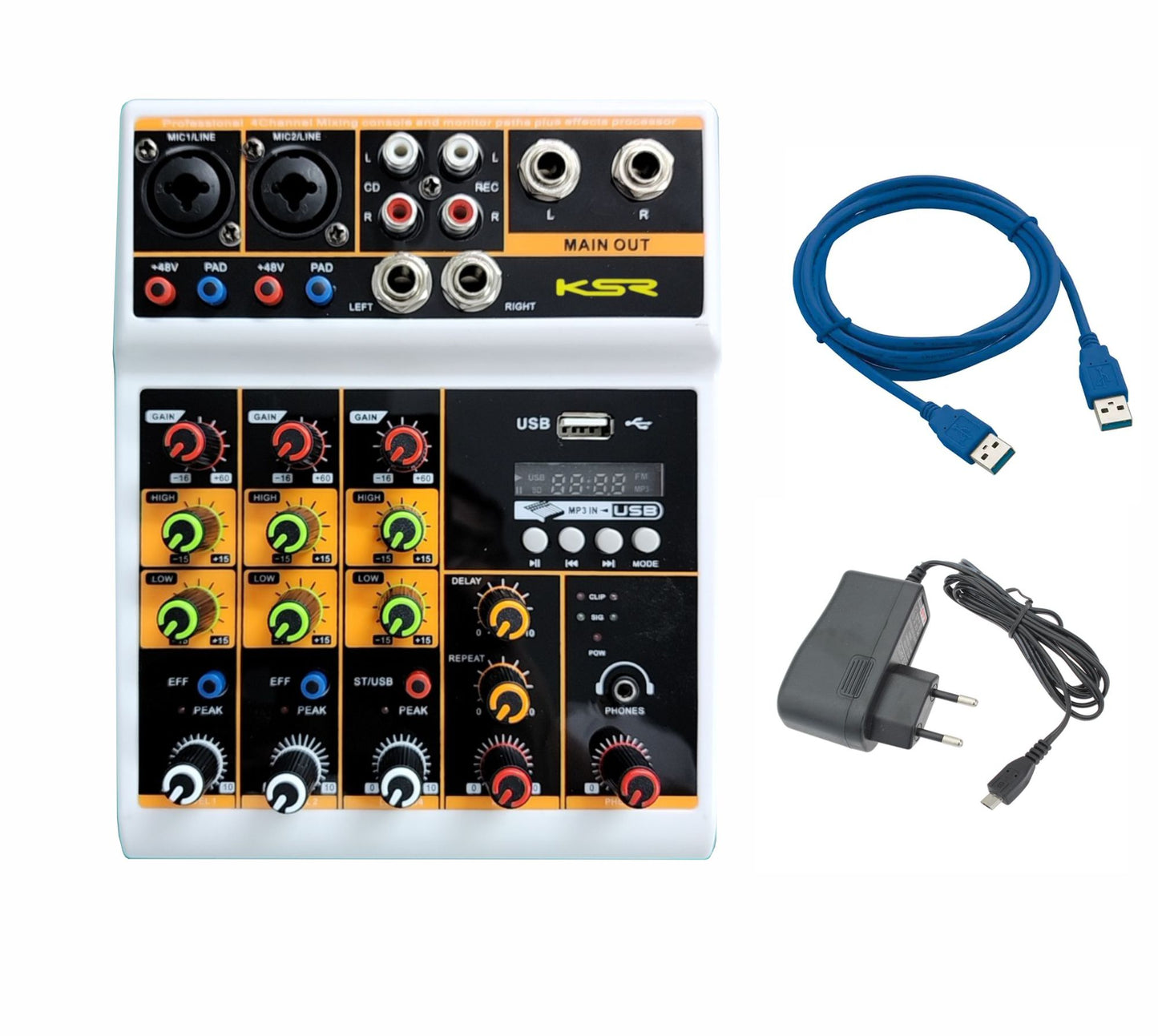 Kit Mesa De Som 4 Canais 2 Microfone Ks58 Ktl4 Ksr Interface