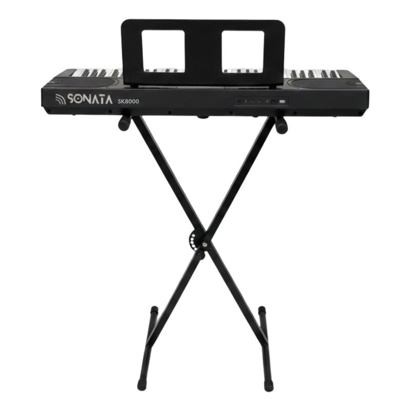Teclado Musical Sensitivo 5/8 Sonata Sk8000 + Estante Q1x 127/220v Preto