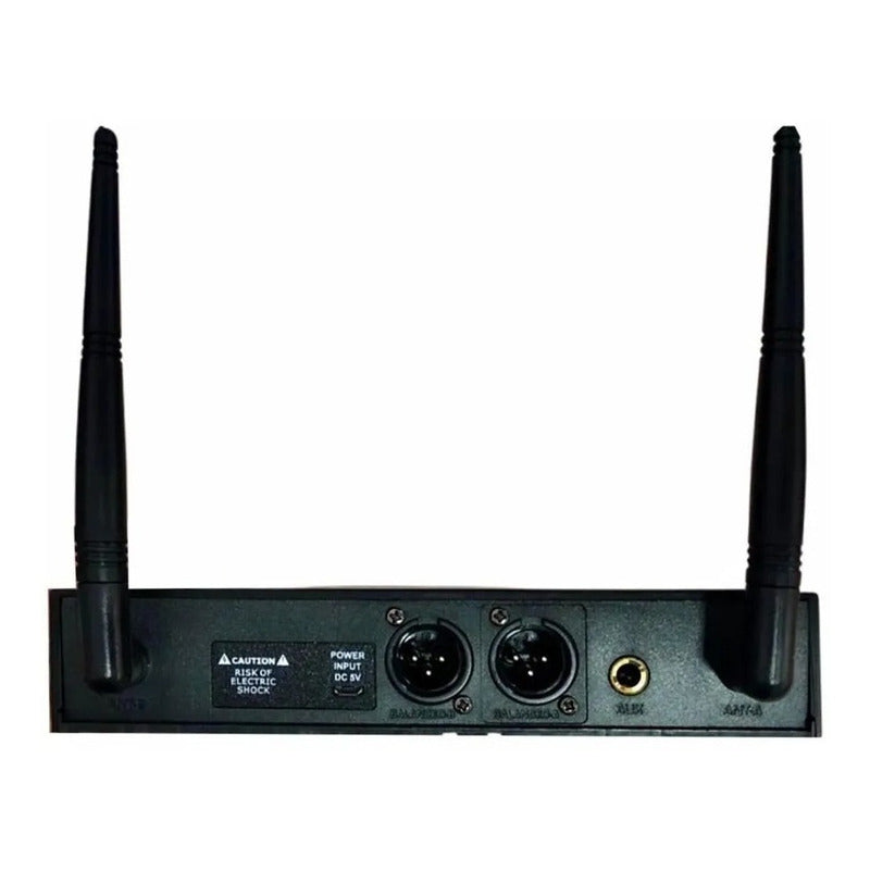 Microfone Duplo Sem Fio Headset + Transmissor Isnt Ksr Uhf Preto