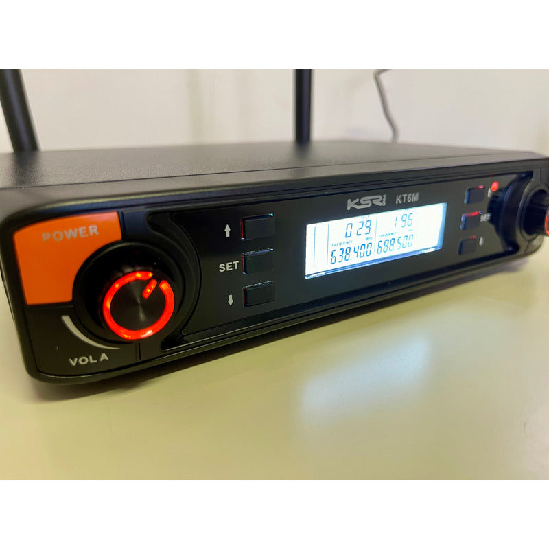 Microfone Sem Fio Duplo Profissional Recarregável Ksr Kt6m Preto