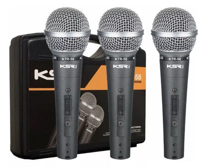 Kit 3 Microfone Profissional Sm Ktr58 Ksr Pro Metal C/estojo