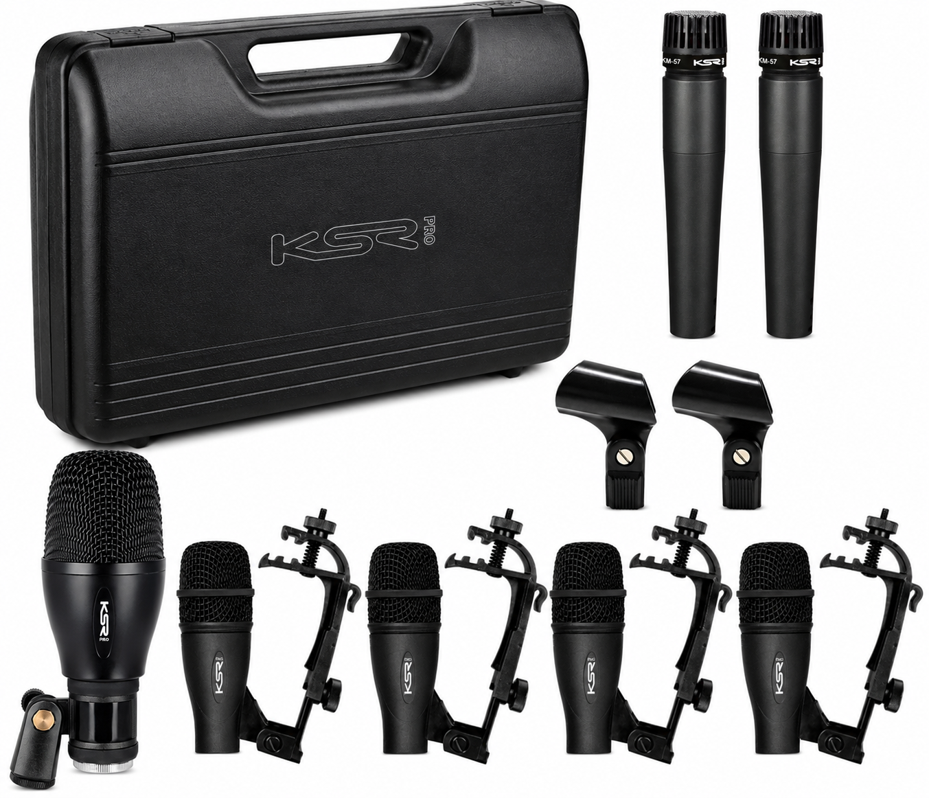 Kit de Microfones Para Bateria Percussão Bumbo KM7X KSR PRO