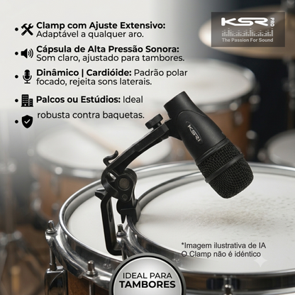 Kit de Microfones Para Bateria Percussão Bumbo KM7X KSR PRO