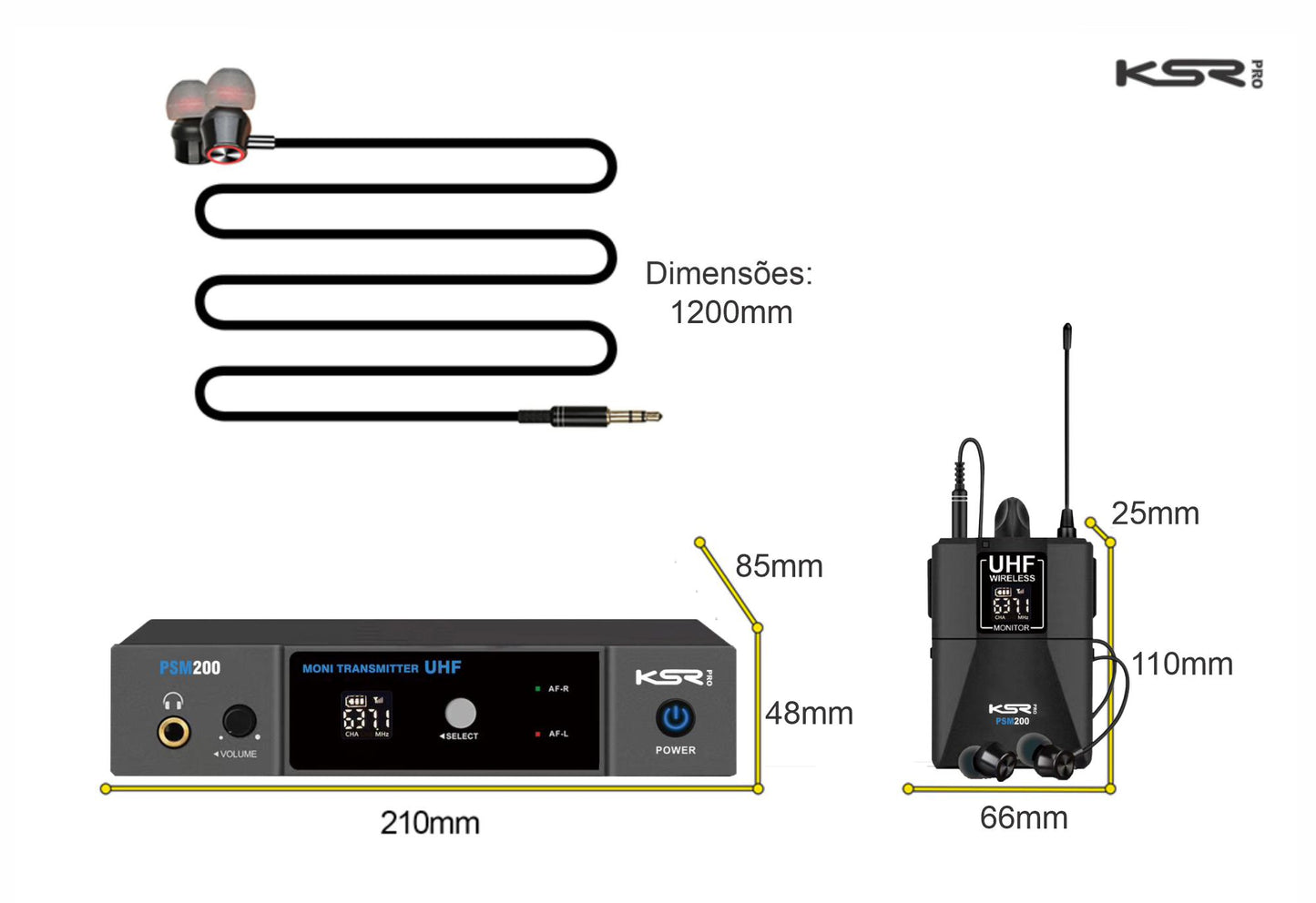 Monitor De Palco Sem Fio fone ponto retorno ksr pro psm200