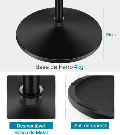 Pedestal Microfone Suporte Girafa Pé De Ferro Maciço Ksr Kp1 Cor Preto