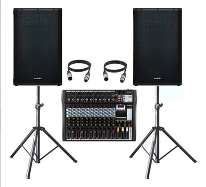 Kit Som Caixa Ativa 15 Ksr K1 + Mesa 12 + Tripe + Cabo 5m Preto