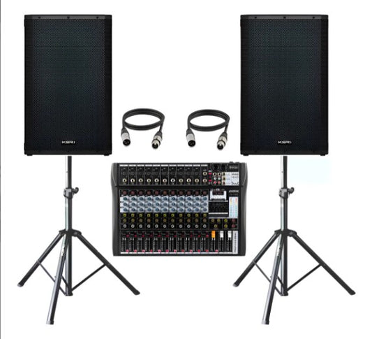 Kit Som Caixa Ativa 15 Ksr K1 + Mesa 12 + Tripe + Cabo 5m Preto