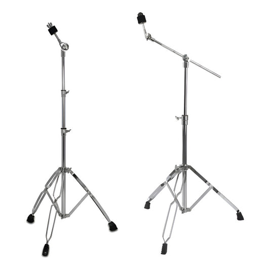 Kit Estante Prato Reta E Girafa Para Bateria Mellody G300 G400 Cromado