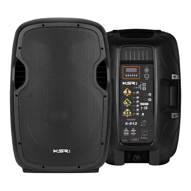 Caixa Ativa 12 Ksr K812 Usb Bluetooth 500w Tripe + Microfone Preto 127/220v