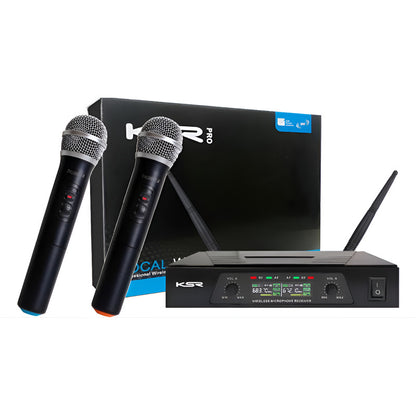 Microfone Sem Fio Duplo Uhf Ksr Mão Camera Usb - KT02M