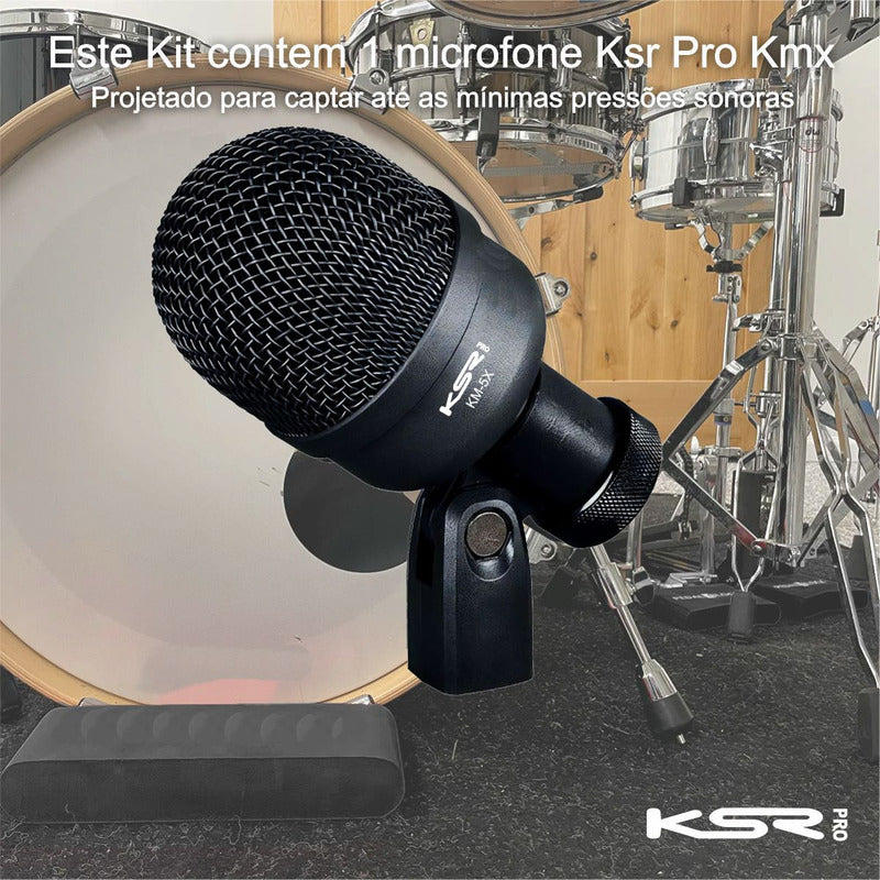 Microfone Para Bumbo Surdo Percussão Tambores Ksr Pro Kmx Preto