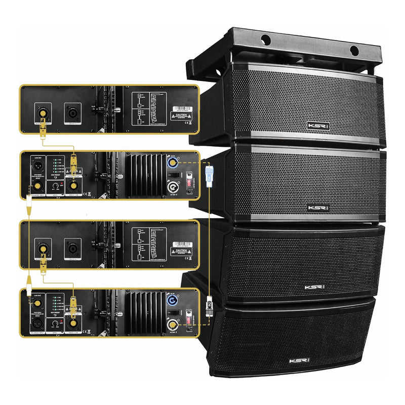 Caixa De Som Line Array Ativo Ksr Pro 1920w Rms 4 Celulas V6 Preto 127/220v