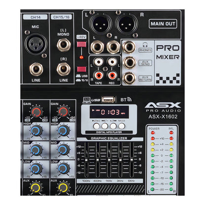 Mesa De Som 12 Canais Asx Com Equalizador Efeito Interface