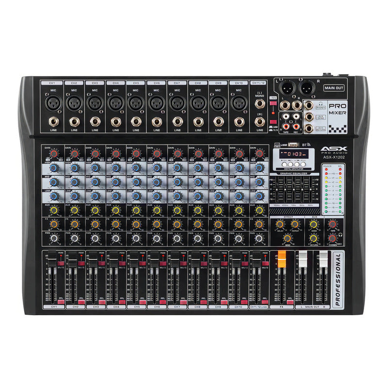 Mesa De Som 12 Canais Asx Com Equalizador Efeito Interface