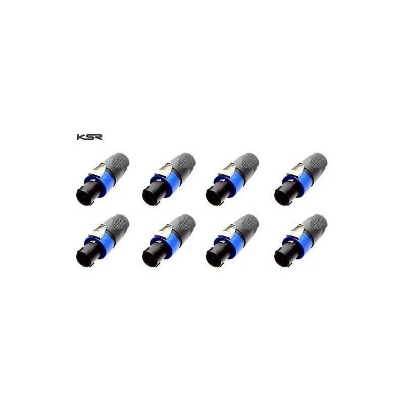 8 Plug Speakon Macho Ksr Pro 4 Polos Tipo Neutrik Sto Angelo Preto Com Azul Preto Com Azul