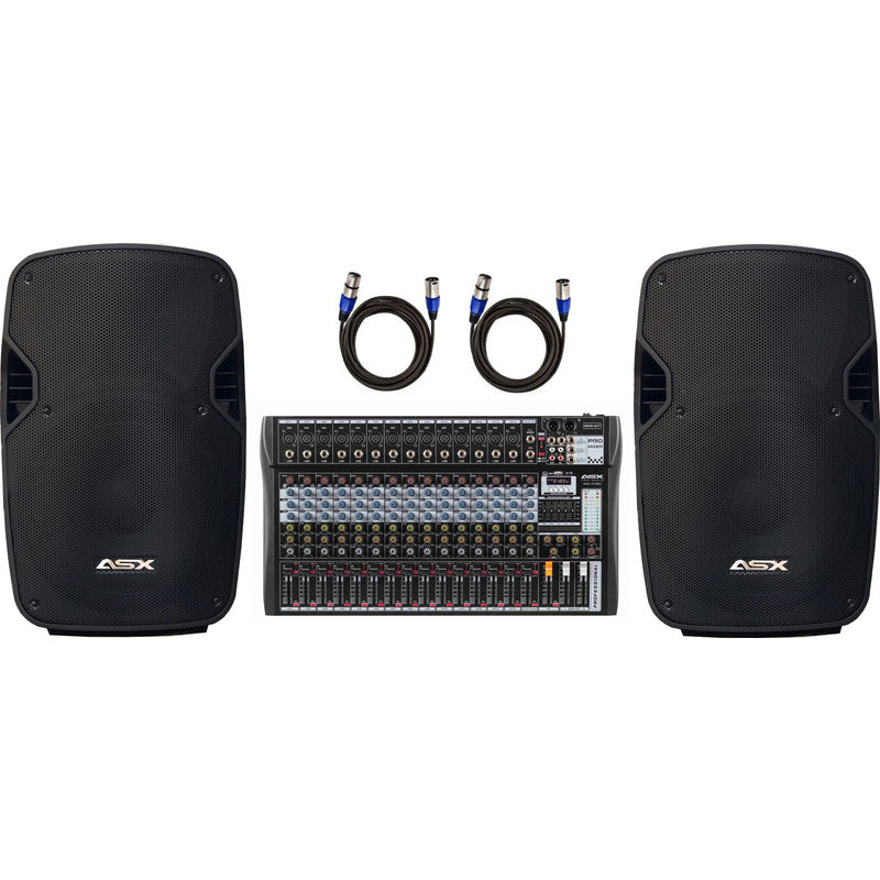 Kit Som Igreja Bar Caixa Ativa 12 Asx S1200 + Mesa 16 + Cabo Preto