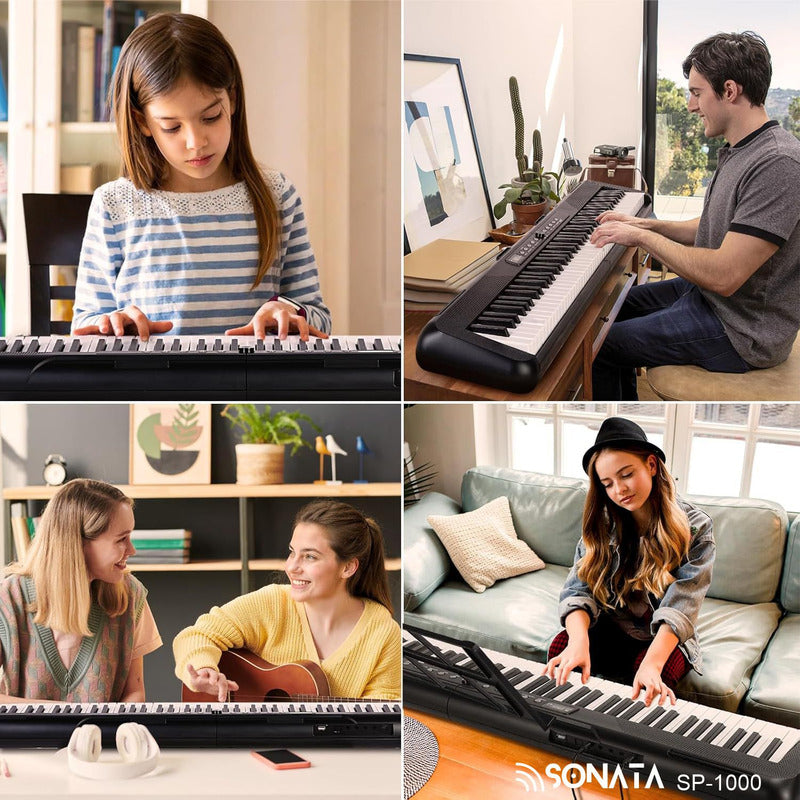 Piano Digital 88 Teclas 200 Timbres 200 Ritmos Sonata Sp1000 127/220v Preto