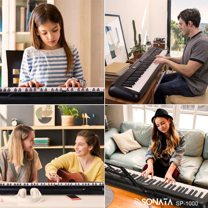 Piano Digital 88 Teclas 200 Timbres 200 Ritmos Sonata Sp1000 127/220v Preto