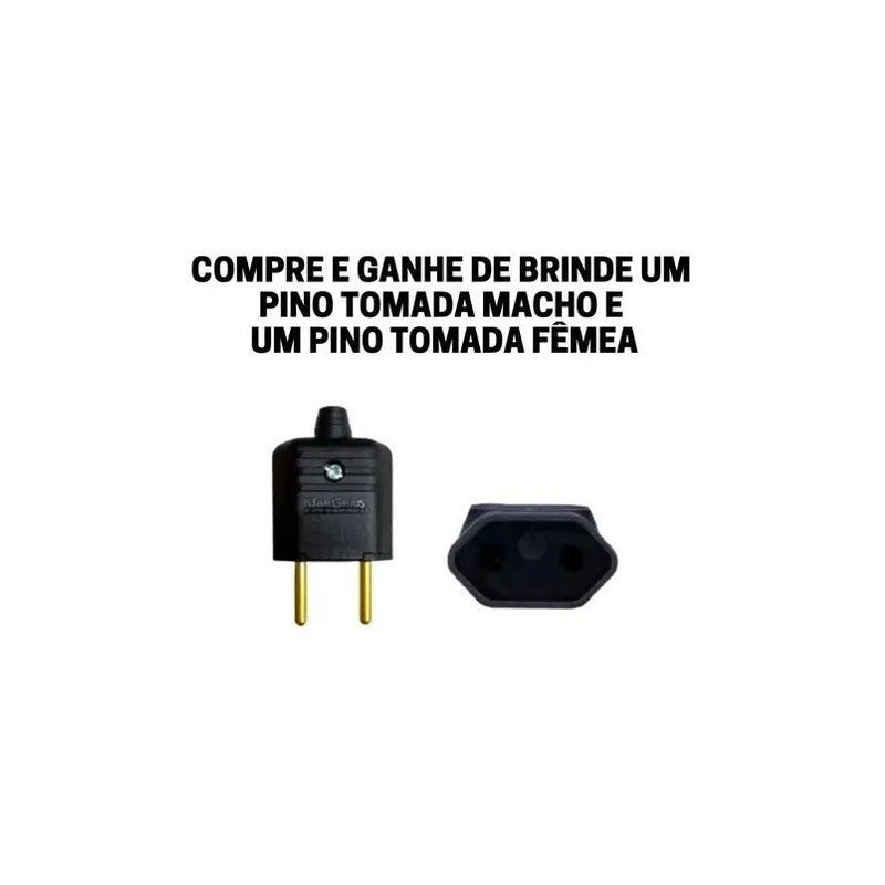 Fio Cabo Pp Extensao 2 X 1 Mm² 20 Mts + Tomadas Brindes  Preto