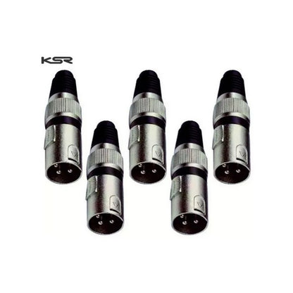 Kit 5 Plug Xlr Macho Canon Ksr Pro Microfone Dmx Niquel