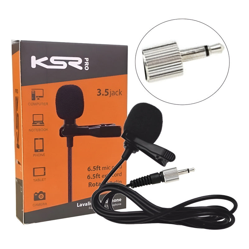 Microfone Lapela Ksr Lt2a P2 Rosca Int Serve Karsect Lt4a Preto