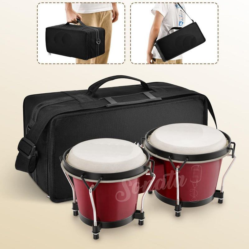 Bongo Percussão Profissional 6 E 7 Pele Animal E Bag Sonata