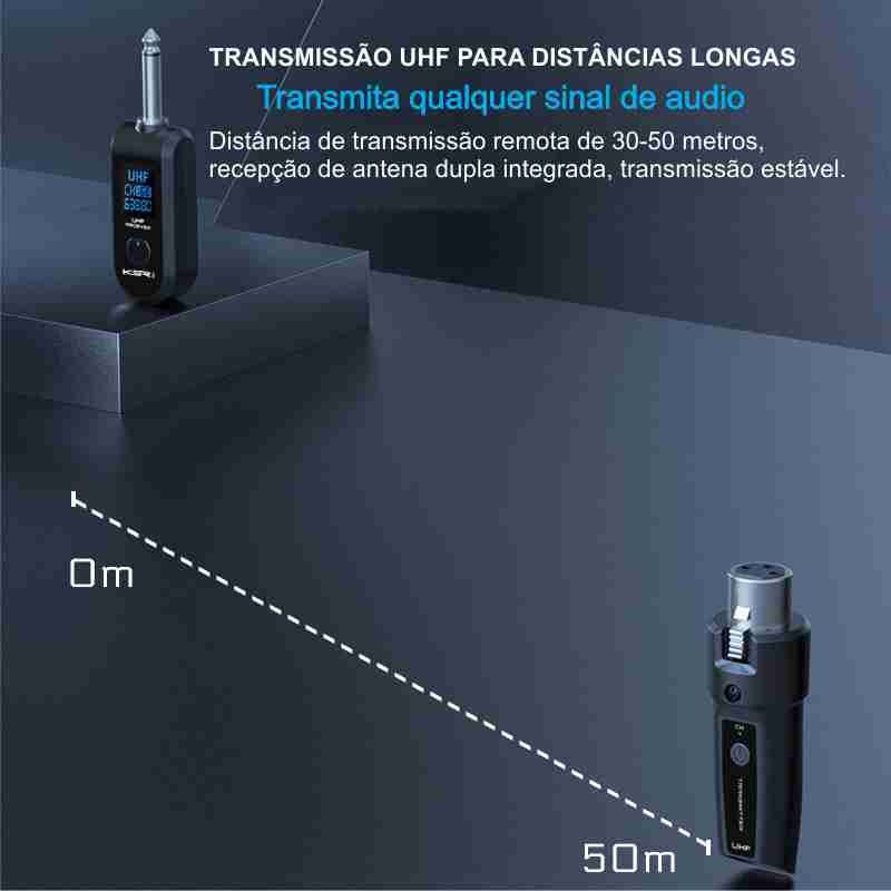 Transmissor Conversor Microfone Sem Fio Audio Mesa Ksr T8a Preto