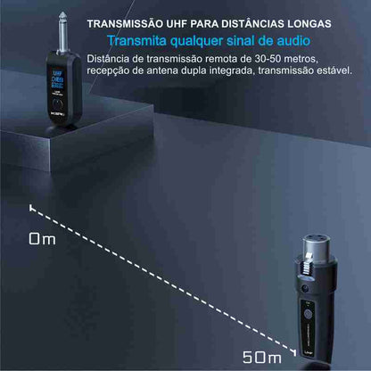 Transmissor Conversor Microfone Sem Fio Audio Mesa Ksr T8a Preto
