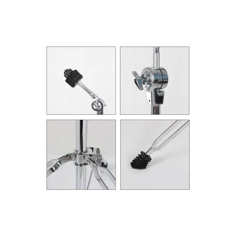 Kit 4 Estante De Prato Girafa Reta Caixa Maquina De Chimbal Prateado
