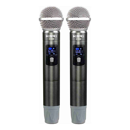 Microfone Sem Fio Duplo Profissional Ksr Pro Kt5m 98 Canais Preto