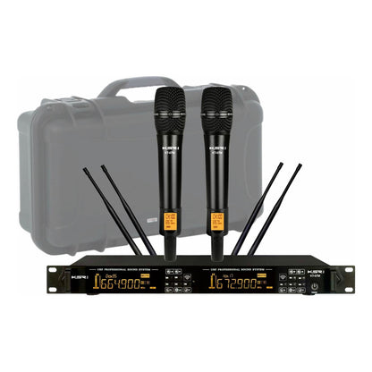 Microfone Sem Fio Duplo Profissional Ksr Recarregável Modelo Kt7m Preto