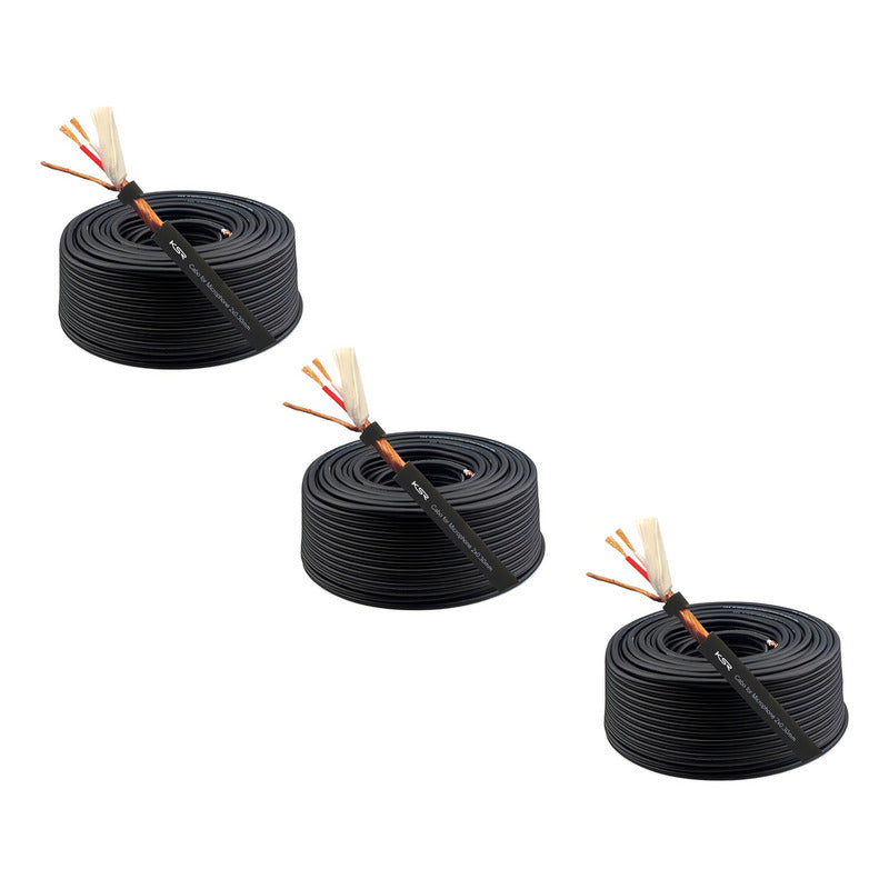 Cabo Balanceado Ksr Microfone S30 300m 3 Rolos Flexível Dmx