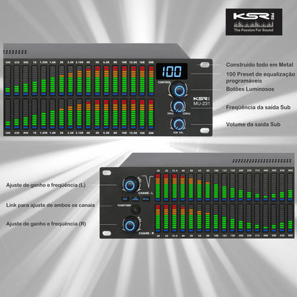 Equalizador Digital Dsp 31 Bandas Espectro Profissional Ksr 110v