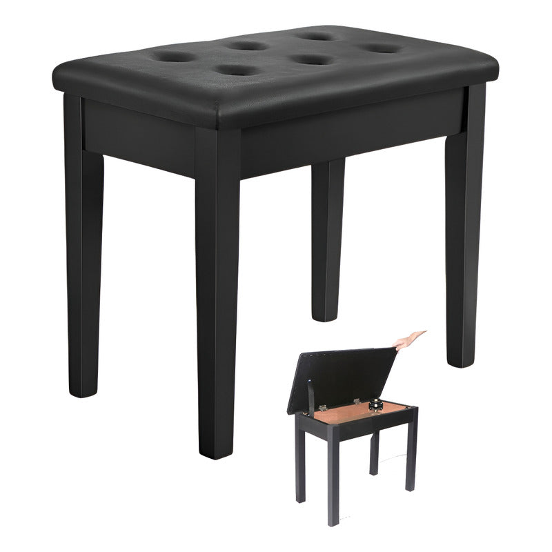 Banco Para Piano Banqueta Teclado Sonata Madeira Couro Ba100 Preto