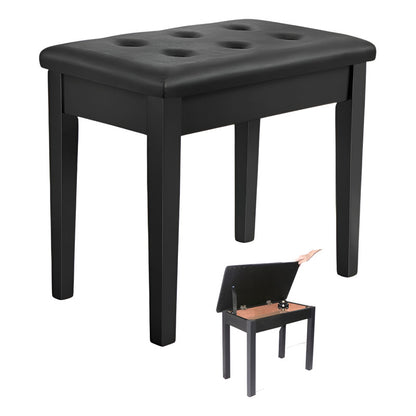 Banco Para Piano Banqueta Teclado Sonata Madeira Couro Ba100 Preto