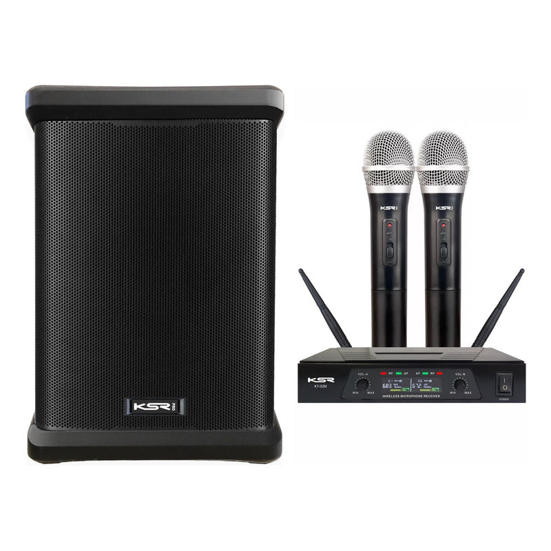 Caixa Ativa K1 Compact Portatil Ksr 250w + Microfone S/fio Preto 127/220v