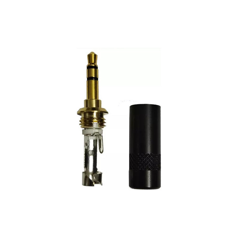 Plug Conector Santo Angelo P2 Stereo Banhando A Ouro Preto