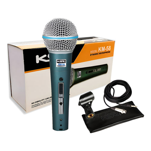 Microfone Ksr Pro Km58 Beta Cabo Cachimbo E Bag Azul-petróleo
