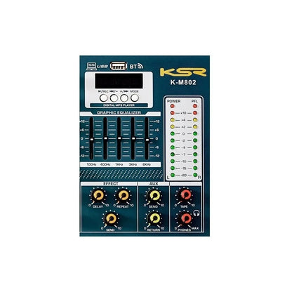 Mesa De Som 8 Canais Bluetooth Usb Ksr Kt-m802 Com Equalizador 127/220v