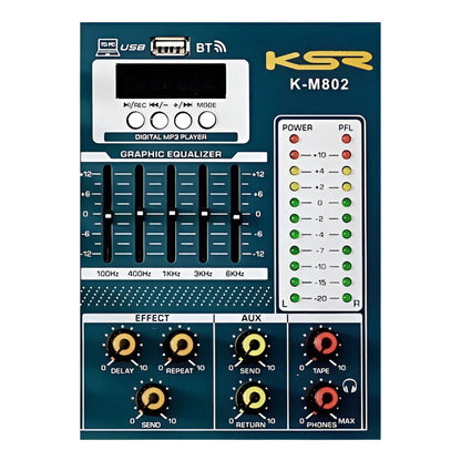Mesa Som 8 Canais Interface Ksr + Microfone Duplo Ksr S/fio Bivolt