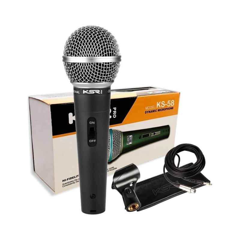 3 Microfone Ksr Pro Ks58 Cabo Cachimbo E Bag Preto