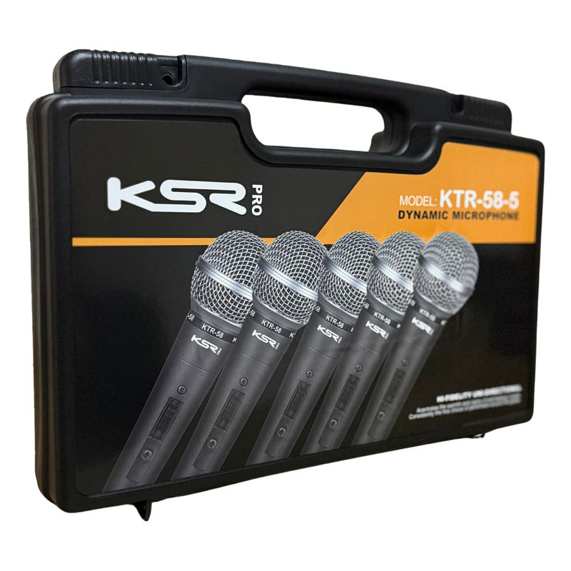 Kit 5 Microfones Dinâmicos Com Fio Ksr Pro Ktr58-5 Preto Cardioide
