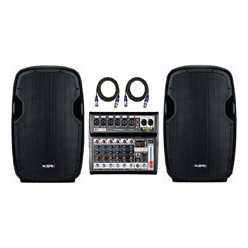 Kit Som Igreja Bar Caixa Ativa 12 Ksr K812 + Mesa 6 + Cabo Preto