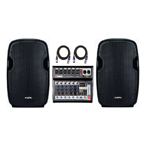 Kit Som Igreja Bar Caixa Ativa 12 Ksr K812 + Mesa 6 + Cabo Preto