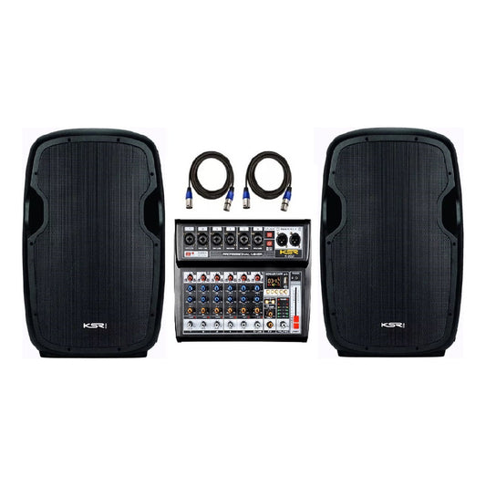 Kit Som Igreja Bar Caixa Ativa 12 Ksr K812 + Mesa 6 + Cabo Preto