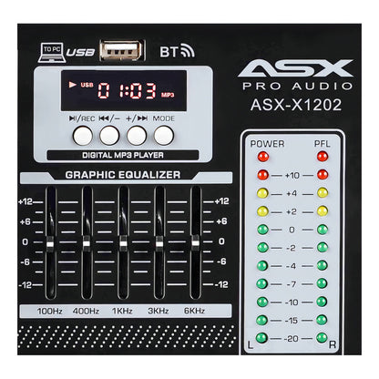 Mesa De Som 12 Canais Asx Com Equalizador Efeito Interface