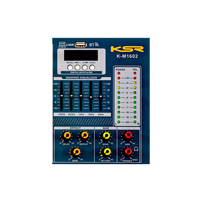 Mesa Som 16 Canais Interface Ksr Km1602 + 2 Microfones Ks58 Bivolt