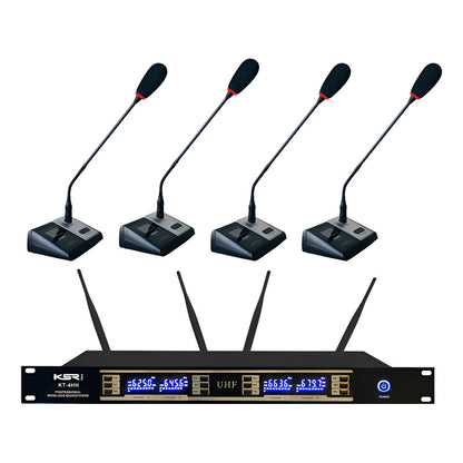 Microfone Gooseneck Sem Fio Quadruplo Ksr Multi Canais Kt4c Preto