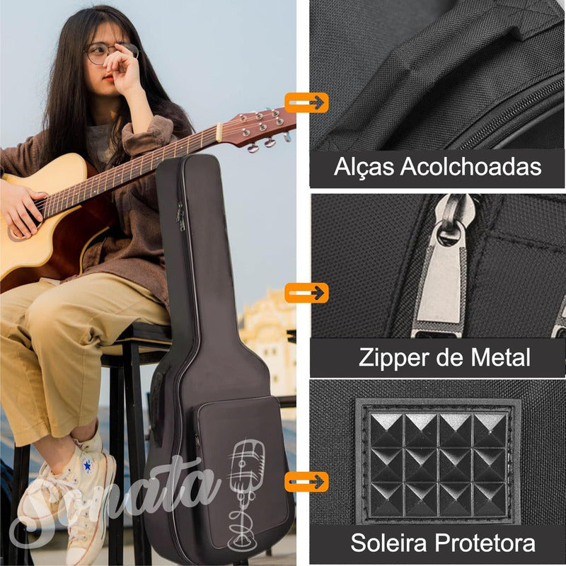 Capa Violao Sonata Bag Acolchoado Impermeavel Ka6 + Preto