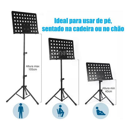 10 Estante Partitura Sonata Sm009 Suporte Maestro - P06 Preto
